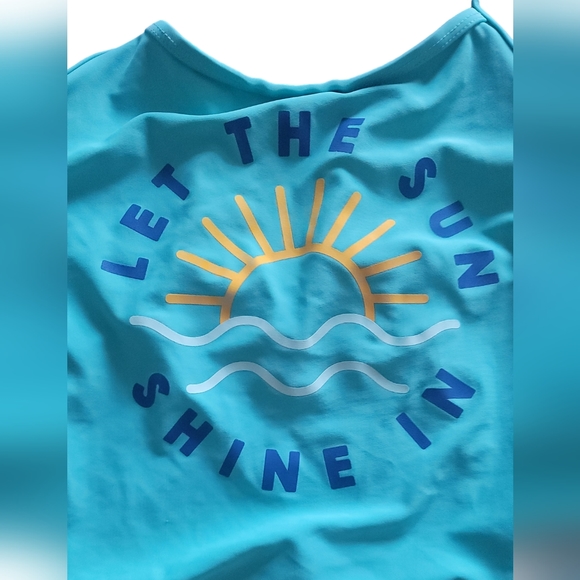 Old Navy Girl's One Piece Swimsuit SIZE XL 11/12 Blue Sun Print Shoulder Straps - Picture 9 of 14